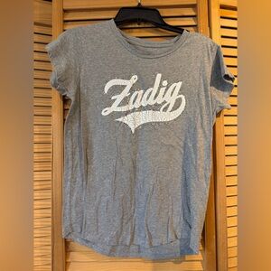 Zadig & Voltaire Heather Gray Short Sleeve Tee with White Logo